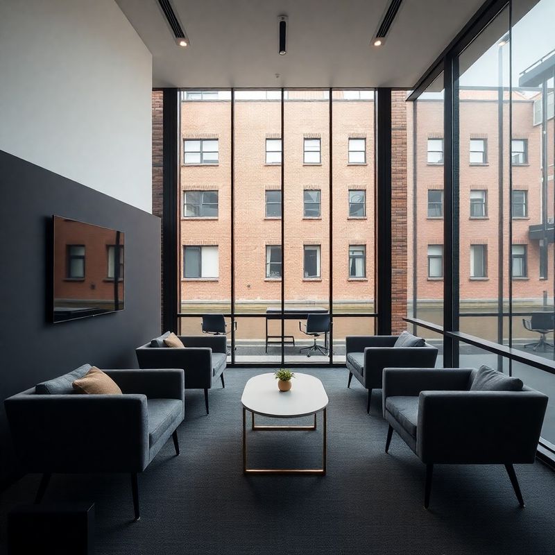 Minimalistisch interieur van een Nijmeegs adviesbureau met charcoal en gouden accenten